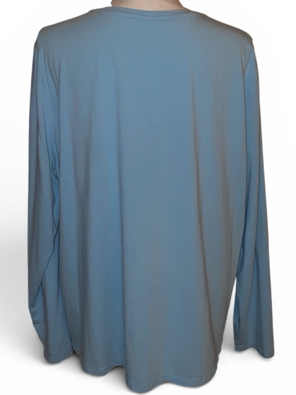 COOLIBAR Morada Everyday Long Sleeve V-Neck T-Shirt | Light Blue Heather Size 2X - Picture 2 of 5